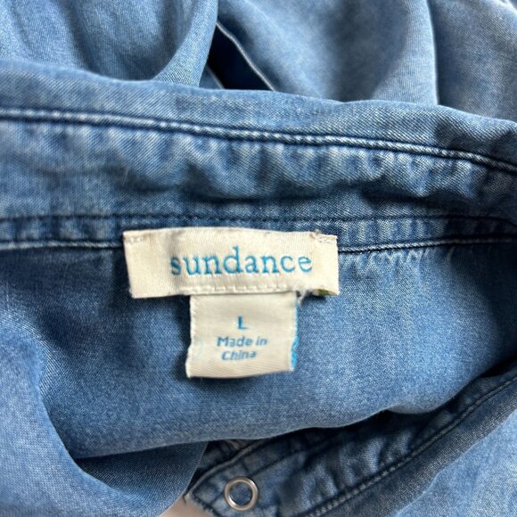 Sundance Womens Blue Tencel Pintuck Pleated Button-Up Long Sleeve Shirt Large - Picture 3 of 7